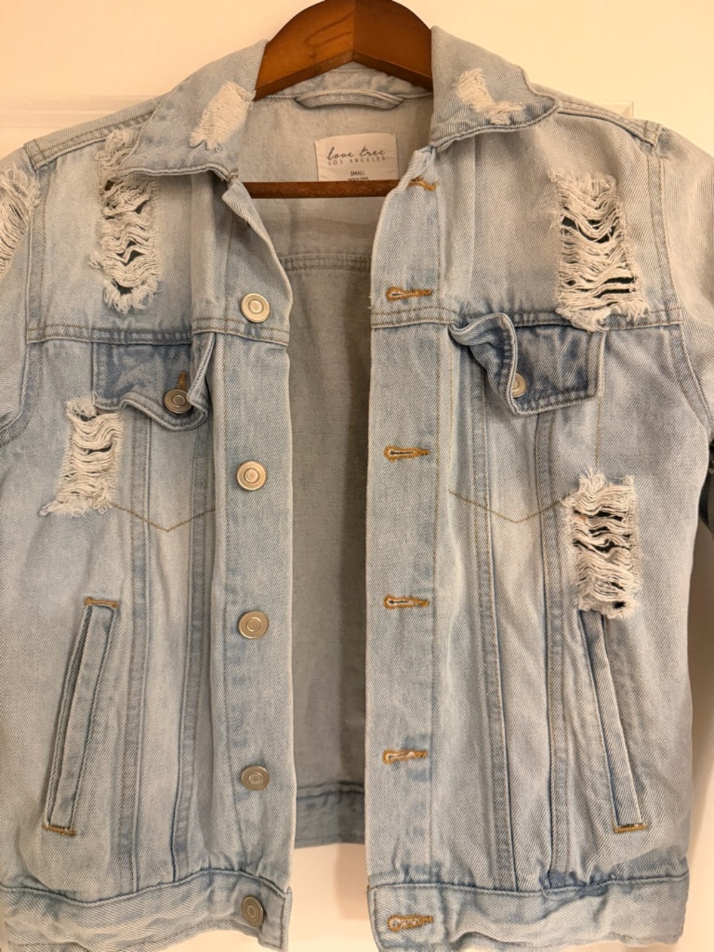 LOVE TREE Distressed Denim Jacket